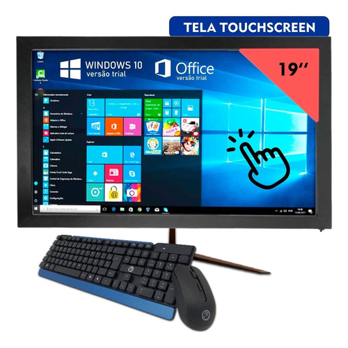 All In One Pc I5 8gb Ram 480gb Ssd Tela 19' Touchscreen Kit Cor Preto 110v/220v