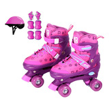 Patins Roller Completo Infantil Quad Menina Selo Inmetro