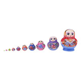 Pack Of 10 Russian Handmade Nesting Matryoshka Dolls
