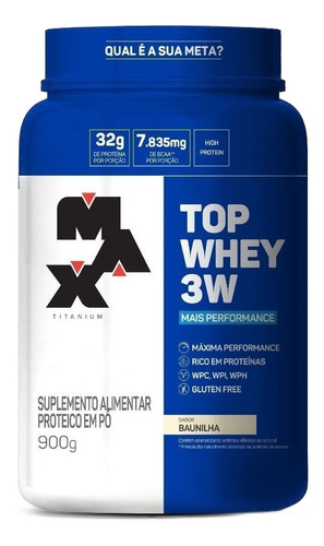 Max Titanium  Top Whey 3w Proteínas Em Pote De 900g