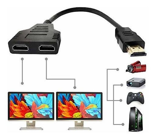 Cable Hdmi - Hdmi Cable Splitter 1 In 2 Out Hdmi Adapter Cab