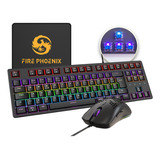 Kit Teclado E Mouse Mecânico Gamer Led Rgb Switch Blue Bk05