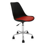 Silla Oficina Escritorio Pc Tulip Newmo Color Negro Asiento Rojo