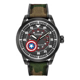 Citizen Marvel Capitan America Aw1367-05w Color De La Correa Verde Color Del Bisel Verde Color Del Fondo Negro