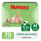 Pañales Huggies Active Sec - Paq. 70 Un - Talla M