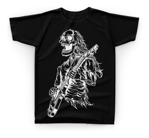 Camiseta Camisa Caveira Esqueleto Guitarra Guitar Skull