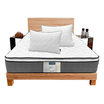 Colchón Queen Size Restonic + Almohadas Memory Foam Gris | Meses sin interés