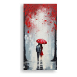 30x60cm Tela Canvas Amor Bajo El Paraguas Rojo Bastidor Made