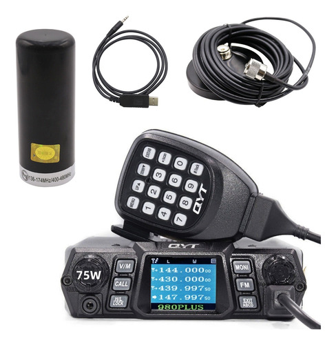 Transceptor Móvil Radio Base Uhf Vhf Qyt980p 75w+antena Mini