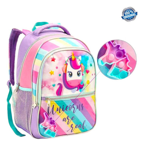 Mochila Unicórnio 3d Infantil Escolar Creche Passeio Menina Cor Rosa