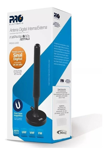 Antena Digital Interna/externa Base Magnética Prohd-2400