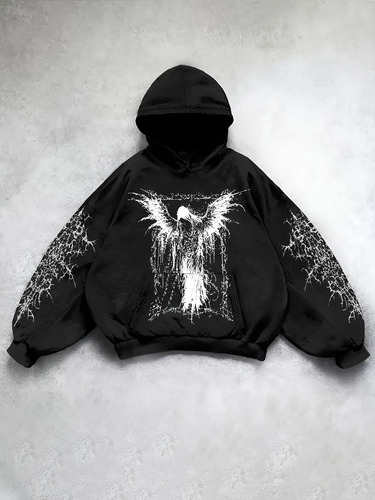 Sudadera Con Capucha Gótica Y2k, Sudadera Negra Con Capucha. | MercadoLibre