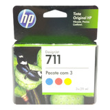 Kit Com 3 Cartuchos De Tinta Color 711 Hp T120 T520