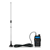 Antena Móvel Rádio Veícular Dual Band Uv Base Magnética