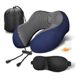 Almohada De Viaje 100% De Espuma Viscoelástica Gris/azul