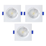 Kit3 Spot Led Direcionável Embutir Quadrado Par20 7w - 9w