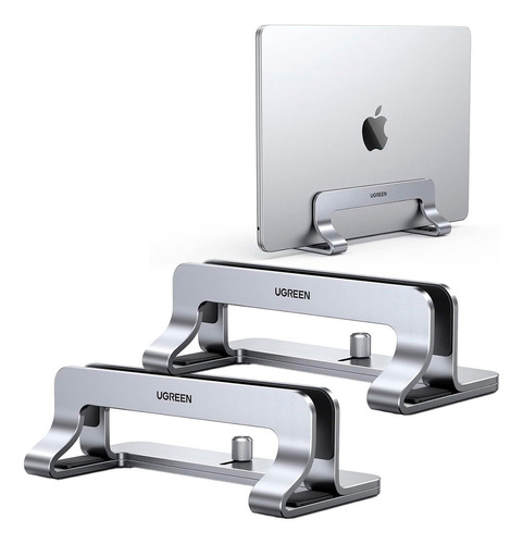 Kit 2pz Base Soporte Vertical Para Laptop Ajustable Ugreen Color Gris