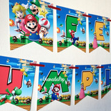 Banderín Guirnalda Letrero Para Cumpleaños Mario Bros