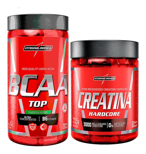 Combo Bcaa Top 120 Cáps + Creatina 60 Caps Integral Medica 