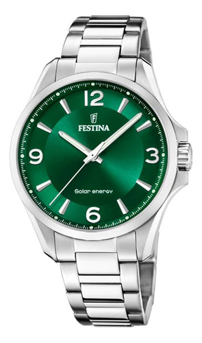 Reloj Festina Hombre Solar Acero Verde Clásico 50m F20656.3