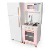 Kit Mini Cozinha Infantil Com Geladeira Rosa