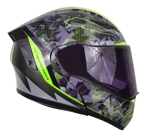 Casco Abatible Para Moto Kov Estelar Wrap Verde/ Gris Color Verde Tamaño Del Casco S (55-56 Cm)