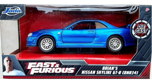 Brian´s Nissan Skyline Gt-r Rápido Y Furioso 1:32 Jada Color Azul Rey