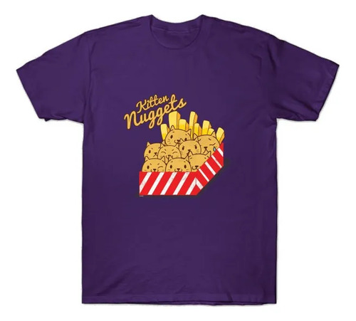 Playera Camiseta Moda Nugets Y Papas Lindos Gatitos Cat