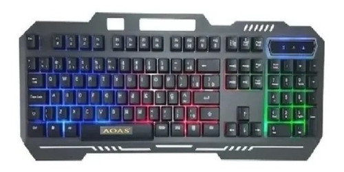 Teclado Iluminado Gamer Semi Mecânico Base Metal Celular Cor De Teclado Preto Idioma Português Brasil