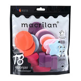 Kit 18 Esponjas De Maquiagem Ep14 Macrilan Base Pó Corretivo