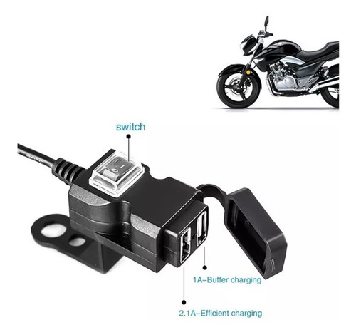 Cargador Usb Para Motocicleta Moto Carga Rápida 