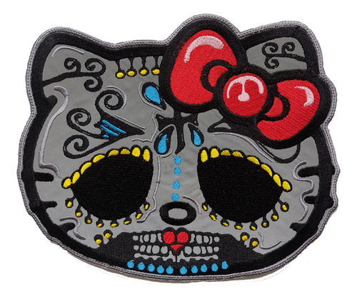 Parche Bordado Hello Kitty Catrina Calavera Reflectivo 