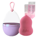 Soku Esponja Maquillaje Humedo Seco Foam Estuche Viaje Color Lavanda