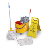 Kit De Limpeza Espremedor Mop E Placa Bralimpia Amarelo