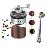 Moedor De Grãos De Café Manual Pote Vidro + Colher Presilha