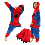 Pijama Disfraz Kigurumi Spiderman Niño + Pantuflas Niño