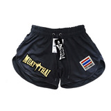 3 Shorts Muay Thai Calção Preto Dry Fit Unissex Titanio