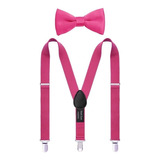Shark Tooth Suspenders And Bow Tie For Men Boy Adjustable Aa