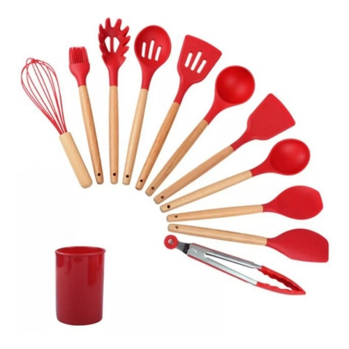 Jogo Kit C/12 Peças Utensílios De Cozinha Colheres Espatulas