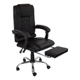 Silla Escritorio Oficina Ejecutiva Ergonómica Con Reposapies Color Negro Material Del Tapizado Cuero Sintético