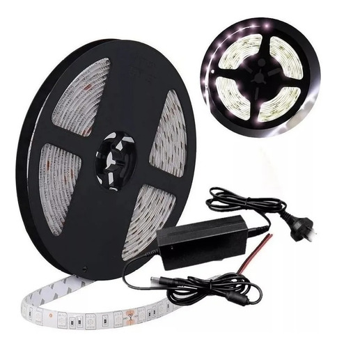 Tira De Led 5050 Luz + Fuente 12v + Ficha 300 Led + 5 Metros