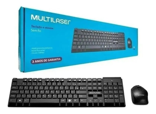 Kit Teclado E Mouse Sem Fio Wireless Multilaser + Pilhas Nf