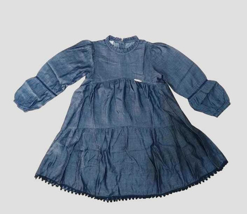 Vestido Jeans Manga Longa Infantil Juvenil Tam 14 E 16 24825