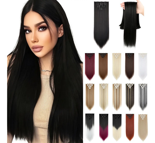 Extensiones De Cabello Con Clip De Cabeza Completa,7 Piezas