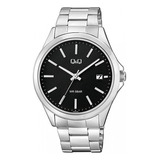 Reloj Para Hombre Q&q A484j202y Plateado Negro +estuche