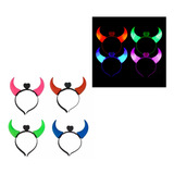 5 Vinchas Diablita Led De Colores Cotillon Diablo