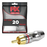 20x Conector Plug Rca 24k Profissional Top De Linha Vermelho