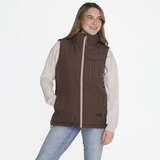 Parka S/m Impermeable Sleeveles Café Mujer