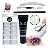 Kit Polygel Poligel Alongamento Unha Mini Cabine 18w F1 Lixa