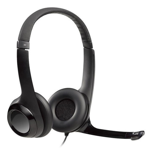 Headset Com Fio Usb Logitech H390 Microfone Almofadas Couro